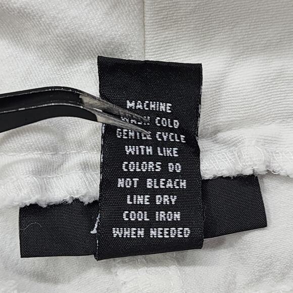 Alfani Pants Womens 14 White Stretch Cotton Mid Rise Capri Double Button Casual - Picture 6 of 11